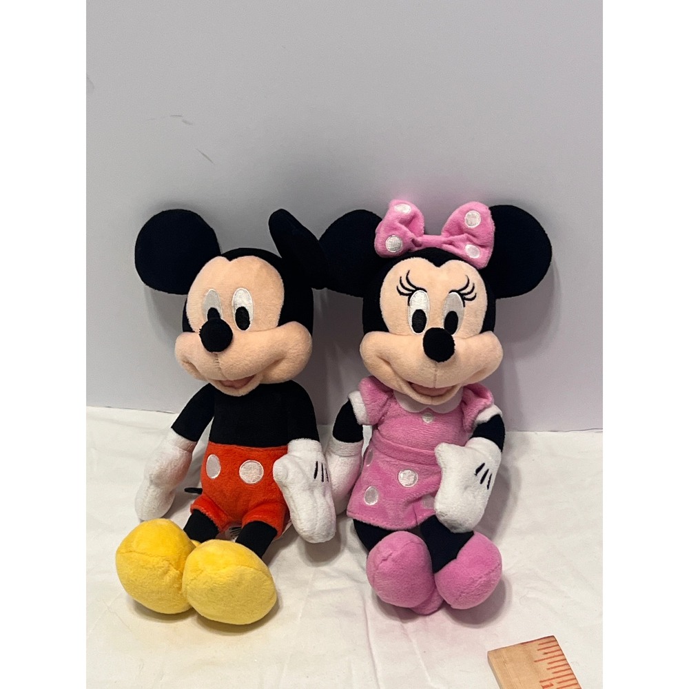 Disney Mickey and Minnie Mouse Plush Set Just Play 9 Inch Stuffed Animals Pair